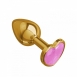 Небольшая золотая анальная втулка с розовым кристаллом в виде сердца Джага0