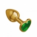 Небольшая золотая анальная втулка с зеленым кристаллом в виде сердца Джага0