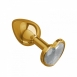 Небольшая золотая анальная втулка с прозрачным кристаллом в виде сердца Джага0