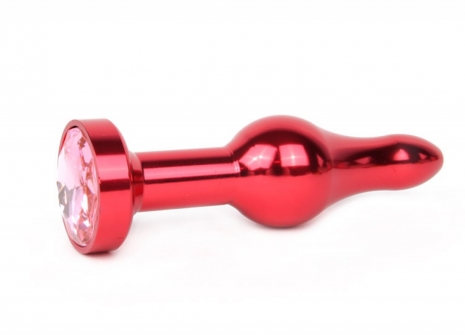 Красная анальная втулка с розовым кристаллом Jewelry Plugs Anal