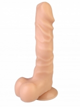 Рельефный вибратор с мошонкой на присоске Джага (12 режимов)