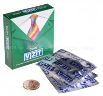 Презервативы VIZIT COLOR с ароматом (мята,банан,клубника), 3 шт.