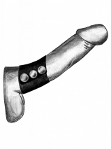 Широкое лассо-утяжка на пенис с металлическими кнопками