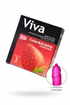 Цветные презервативы с запахом клубники VIVA  (3 шт)
