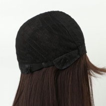 Каштановый парик с длинными волосами и чёлкой, с имитацией кожи (60 см)