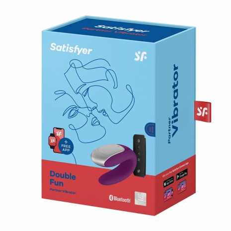 Парный вибратор на ДУ Satisfyer Double Fun (синхронизируется со смартфоном)