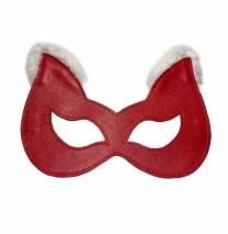 Кожаная красная маска с мехом