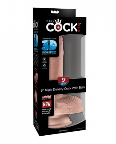 Крупный реалистичный фаллоимитатор с мошонкой King Cock+ Triple Density 9"