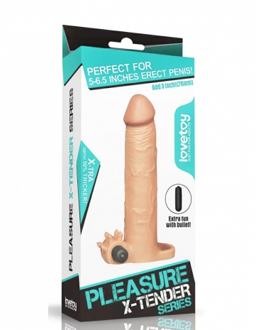 Удлиняющая насадка на пенис с вибрацией Vibrating Pleasure X-Tender +3"