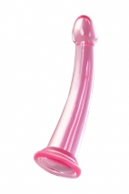 Розовый гибкий гелевый стимулятор на присоске Jelly Dildo L