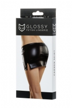 Черная эластичная мини юбочка GLOSSY XL (имитация винила)