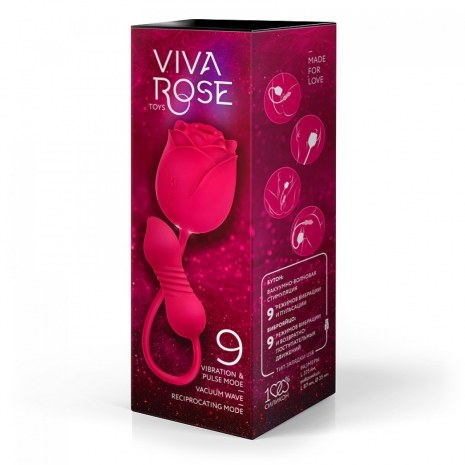 Двусторонний вакуумный стимулятор с розочкой Viva Rose (9 режимов)