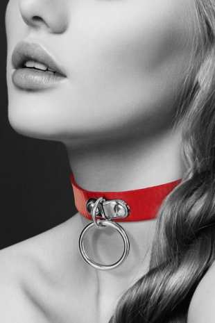 Красный чокер с кольцом COLLIER FETISH ROUGE