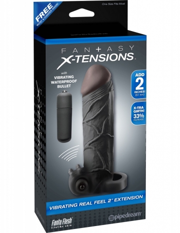 Удлиняющая насадка с вибрацией и с креплением на мошонке Vibrating Real Feel 2'' Extension