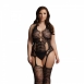 Черный комбинезон с имитацией чулок Lace Suspender Bodystocking XL0