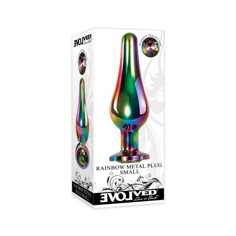 Радужная анальная пробка малая Evolved RAINBOW METAL PLUG SMALL