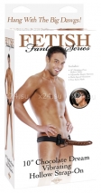 Фаллопротез на эластичном креплении 10'' Chocolate Dream Vibrating Hollow Strap-On