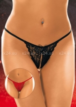 Черные стринги кружевные с разрезом