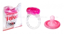 Стимулирующее кольцо тонкое Vibrating Ring прозрачный с розовым