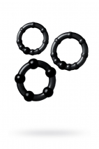 Набор из 3-х эрекционных силиконовых колец Штучки Дрючки (черные)