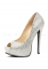 Шикарные серебряные туфли со стразами Glamour 390