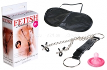 Утяжка для пениса с зажимами на соски Nipple Clams & Cockring Set