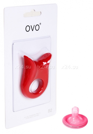 Красное эрекционное кольцо OVO с вибрацией
