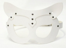 Кожаная женская маска кошечки белый Matryoshka_Leather